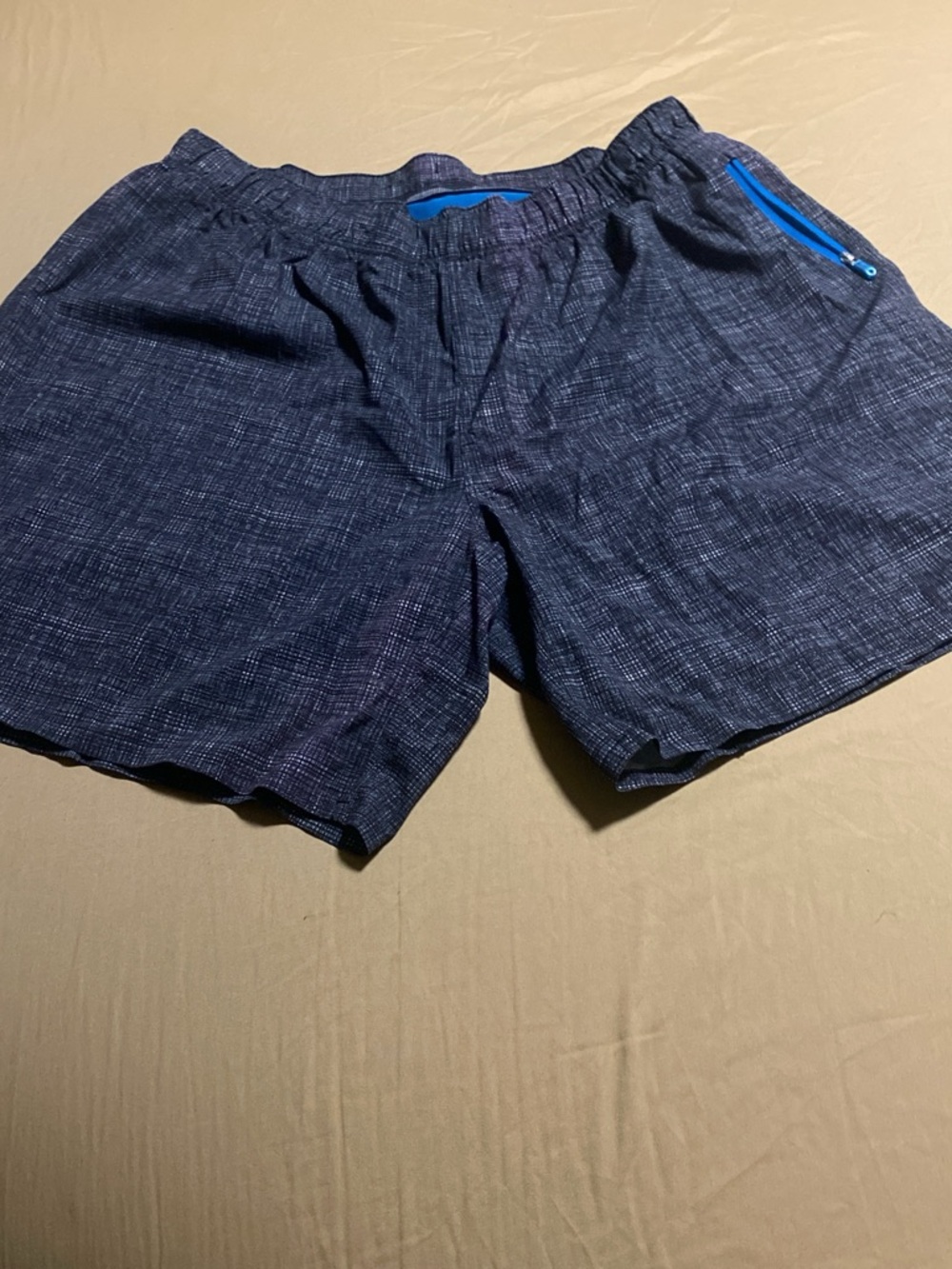Black Textured Shorts with Blue Zip Pocket